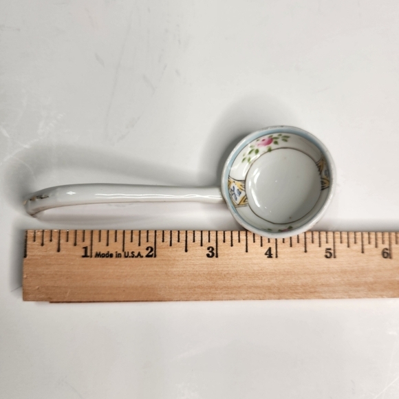 Noritake Ladle Spoon Hand Painted Japan Porcelain Pink Rose Flowers Cross - Picture 11 of 12